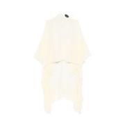 Beige Batwing Style Kjole med Rynkedetaljer