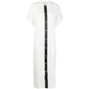 Off-White Linen-Silk Maxi Kjole