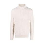 Beige Cable Strik Roll Neck Sweater