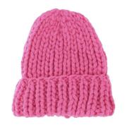 Håndlavet Fuchsia Strikket Beanie