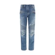 Vintage Biker Jeans med lynldsdetaljer