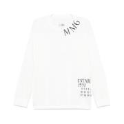 Hvid Crew Neck Langærmet T-shirt