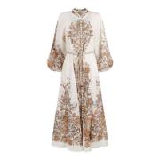 Paisley Print Linen Midi Kjole