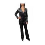 Sort jumpsuit med polyester og elastan