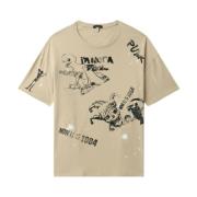 Khaki Paint Splatter Stamp Afslappet T-shirt