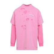 Lagdelt T-shirt i Dirty Pink