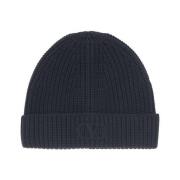 Ribbet uld beanie hat med VLogo