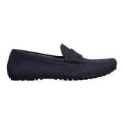 Blå Læder Slip-On Moccasin Sko