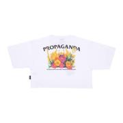 Hvid Croptop Tee med Pyromantics Broderi