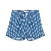 Navy Blue Beachwear Snørelukning Shorts