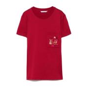 Rød Lomme T-shirt med Crew Neck