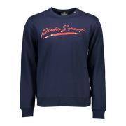 Blå Langærmet Crewneck Sweatshirt med Print