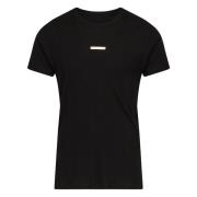 Sort Ribbet Crew-Neck T-shirt Italien