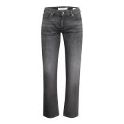 Sort Slim Fit Jeans med Vasket Effekt