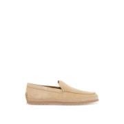 Beige Vævet Læder Slip-On Loafers