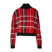 Rød Tartan Pullover Sweater