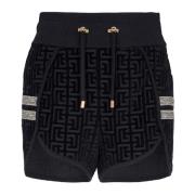 Monogrammed fløjls shorts