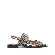 Leopard Print Slingback Blokhæl Sko