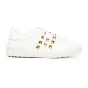 Hvide Studded Sneakers Snørebånd Rund Tå