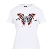 Sommerfugl Print Hvid T-Shirt