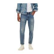 Lysblå Distressed Straight Leg Jeans