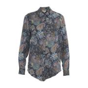 Bluse med paisley print, Rundet kant, Lange ærmer