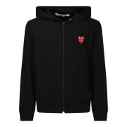 Sort Zip Hoodie Sweatshirt Dobbelt Front