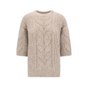 Perforeret Alpaka Pullover Oversize Pasform