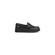 Sort læder Slip-On Moccasin Gummisål