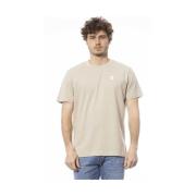 Beige Bomuld Logo Print T-Shirt