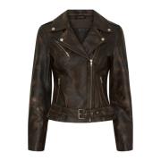 Trendy Biker Jacket Walnut Silver Acc