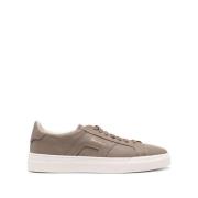 Taupe Brun Panel Sneaker med Perforeret Detalje