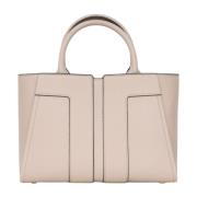 Beige Shopper Taske med Logo