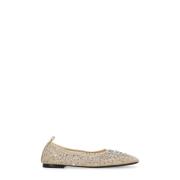 Beige Ballet Flats med Strass-detaljer