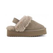 Suede Platform Slipper med Ankelrem