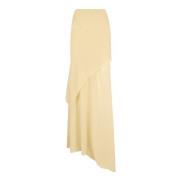 Dora, lang beige silke georgette nederdel