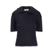 Mohair uld pullover med broderet logo