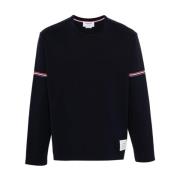 Blå Stribet Crew Neck Sweater