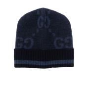 Navy Blue Strikket Jacquard Hat