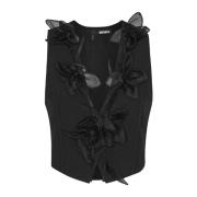 Sort Blomstret Vest