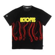 Sort Tee med Octopus Logo Print