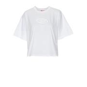 Crop T-shirt med Ovalt Logo Patch