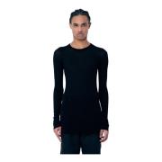 Sheer Rib Langærmet Crewneck T-shirt