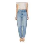 Blå High Waist Straight Leg Jeans