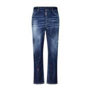 Vintage Boston Jeans med Unikt Brugt Look