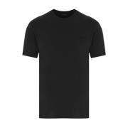 Sort Bomuld Logo Broderet T-shirt