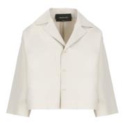 Beige Bomuld Silke Blazer Kvinde