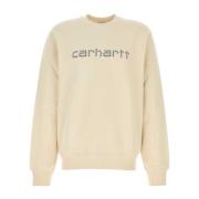 Rivet Script Sweatshirt i Cream Cotton