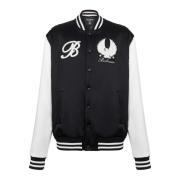 Satin Varsity Jakke med Broderede Badges