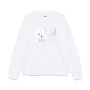 Hvid Sweater med Logo Print